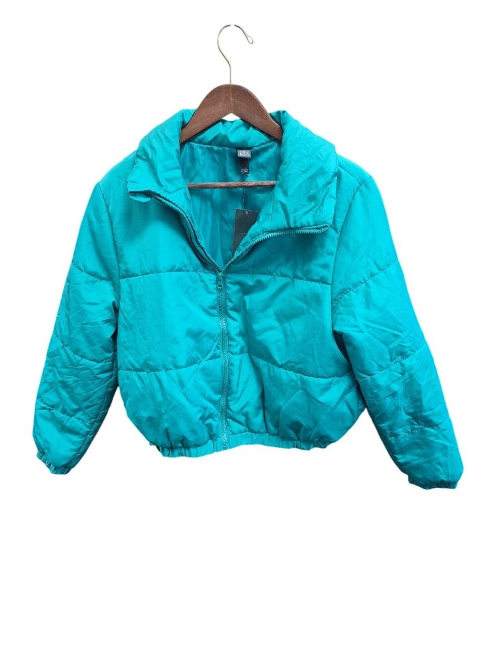 Wild Fable Womens Cropped Puffer Jacket Teal Size S Polyester Winter Wear